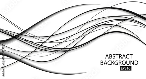 Abstract Black and White Swirls and Waves Background
