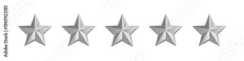 3D Shiny Silver Star Vector Icon Collection