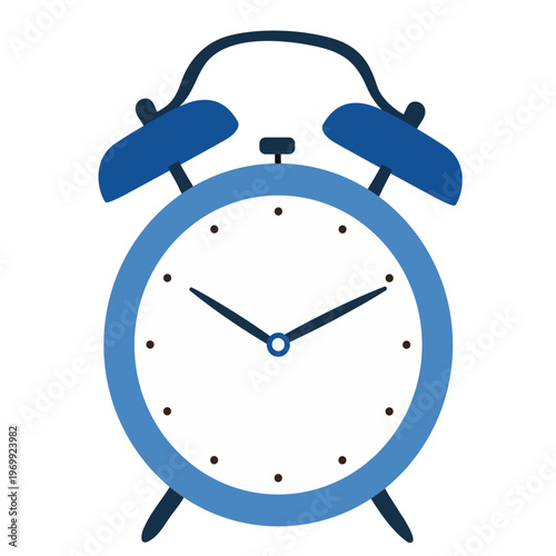 Classic alarm clock icon simple blue design time wake up symbol minimal flat graphic style