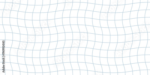 Blue wavy grid line pattern. Seamless geometric texture with curved lines. Abstract minimalist wallpaper design for modern graphic projects and digital print media. Vector