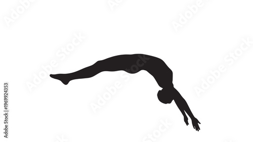 Silhouette of a Professional Diver Performing a Graceful Mid-Air Backflip Dive