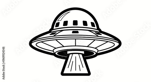 Alien Flying Saucer UFO, Sci-Fi Concept, Vector Art