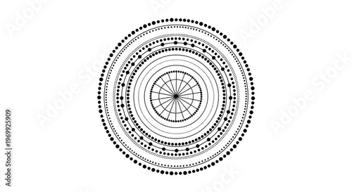Abstract circular design with concentric rings and dotted patterns, a visually appealing graphic element