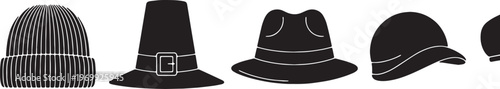 Black Solid Autumn and Fall Themed Headwear Silhouette Icons