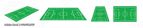 Illustration of Soccer Fields in Various Angles Vector Set