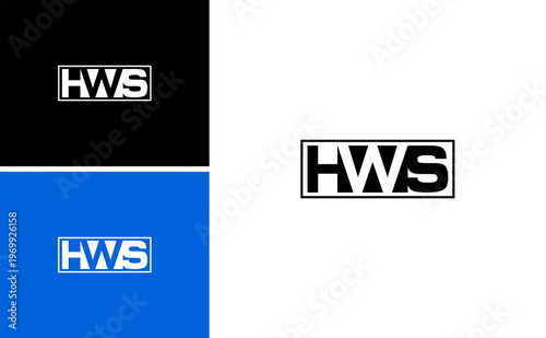 HWS logo vector icon modern minimalist monogram letter mark geometric black white blue professional corporate branding clean typography style