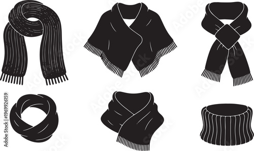 Black Solid Cozy Autumn Scarf and Shawl Silhouette Fashion Icons