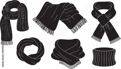 Black Solid Cozy Autumn Scarf and Shawl Silhouette Fashion Icons