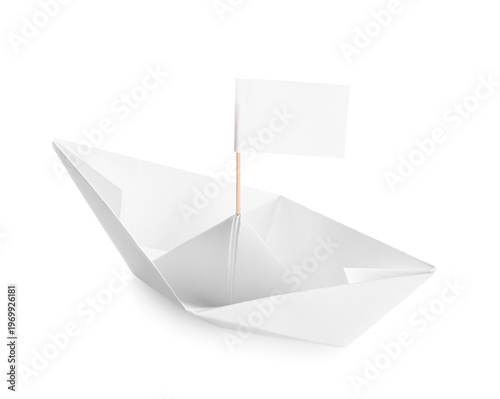 Origami boat with flag on w...