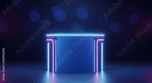 Futuristic Neon Portal with Abstract Topography Background