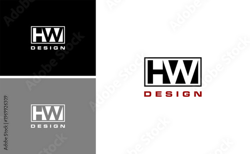 HW design logo vector icon modern minimalist monogram letter mark black white professional branding identity clean geometric style