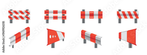 Traffic Barrier Vector Elements in Various Designs