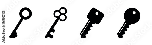 Set of Black Key Vector Icons in Minimal Style