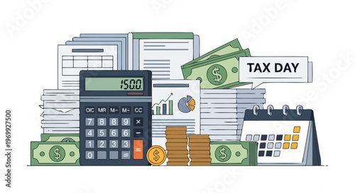 Tax day financial planning and organization.