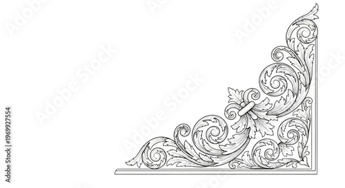 Ornate Corner Flourish Design Element - Vintage Scrollwork Decoration