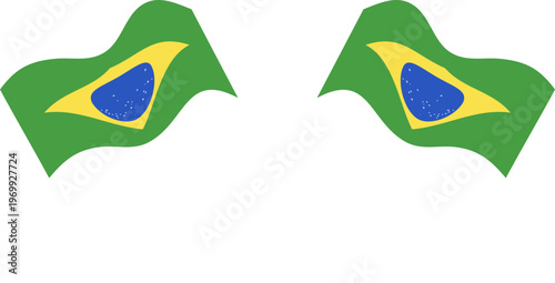 Brazil Crossed Waving Flags