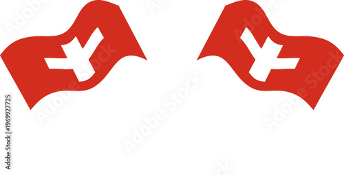 Switzerland Crossed Waving Flags