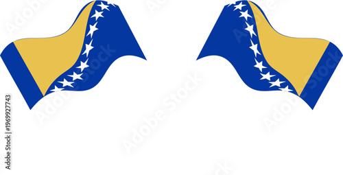 bosnia Crossed Waving Flags