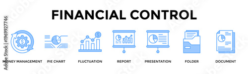 Financial Control Banner Web Icon Set Collection Pack Vector Illustration Concept For Track Budgets Trends And Reports For Stronger Financial Decisions