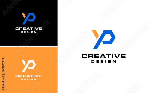 Modern YP Logo Design Blue Orange Creative Letter Mark Minimalist Branding Identity Corporate Technology Vector