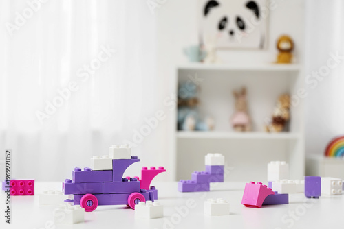 Toy car made of plastic bui...