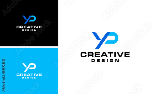 Modern YP Logo Design Blue Gradient Creative Letter Mark Minimalist Branding Identity Technology Corporate Vector