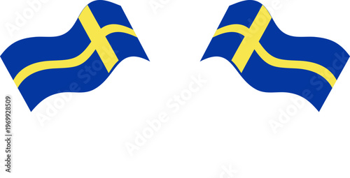 sweden Crossed Waving Flags