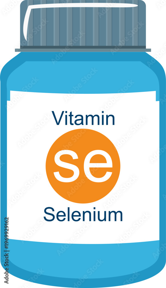 Fototapeta premium Selenium Vitamin Supplement Bottle Vector