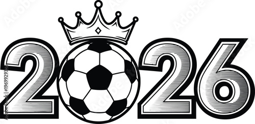 Fotografia Global football event 2026 soccer ball crown design for the world championship