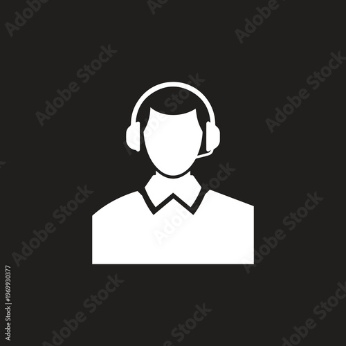Minimalist avatar with headset and formal shirt collar, vector style
