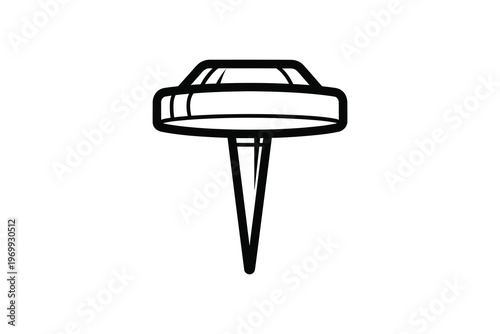 Minimalist black and white line art illustration of a futuristic flying car hovering with sleek design and smooth curves, conceptual technology