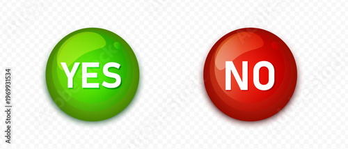 Glossy red cross and green checkmark buttons. Correct and incorrect choice