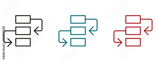 Dependency icon vector set, outline style dependency icons vector in trendy flat style illustration isolated on white background.