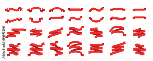 Red Ribbon Banners Vector Collection for Design