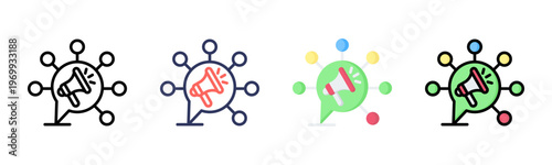 Marketing Network icon set multiple style collection