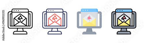 Email Marketing icon set multiple style collection