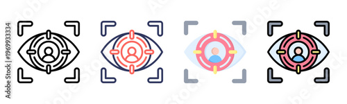 Target Audience icon set multiple style collection