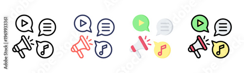 Content Marketing icon set multiple style collection