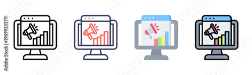 Analytics icon set multiple style collection