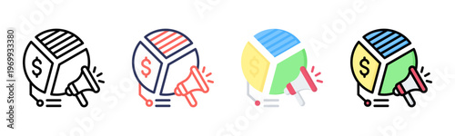 Segmentation icon set multiple style collection