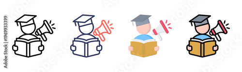 Educational Marketing icon set multiple style collection
