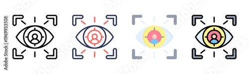 Target Audience icon set multiple style collection