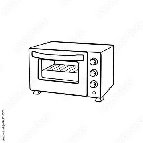 Electric Oven or Toaster Oven Kitchen Appliance Line Art