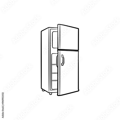 Open Double Door Refrigerator Kitchen Appliance Illustration