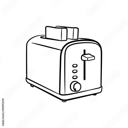 Two-Slice Bread Toaster Kitchen Appliance Vector Sketch