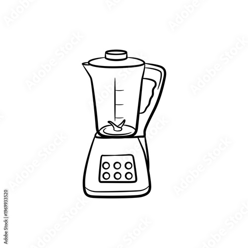 Electric Countertop Blender with Glass Jar Line Art