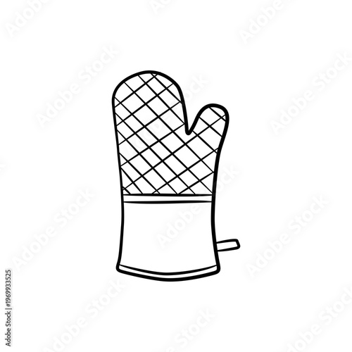 Quilted Oven Mitt Kitchen Safety Glove Line Art