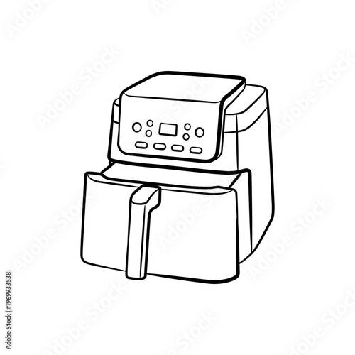 Digital Air Fryer Modern Kitchen Appliance Illustration