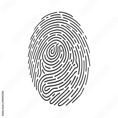 Black and white fingerprint illustration realistic biometric pattern vector style