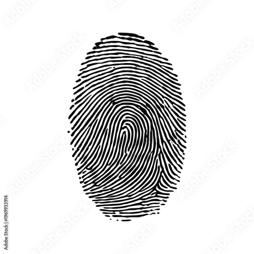 Black and white fingerprint illustration realistic biometric pattern vector style